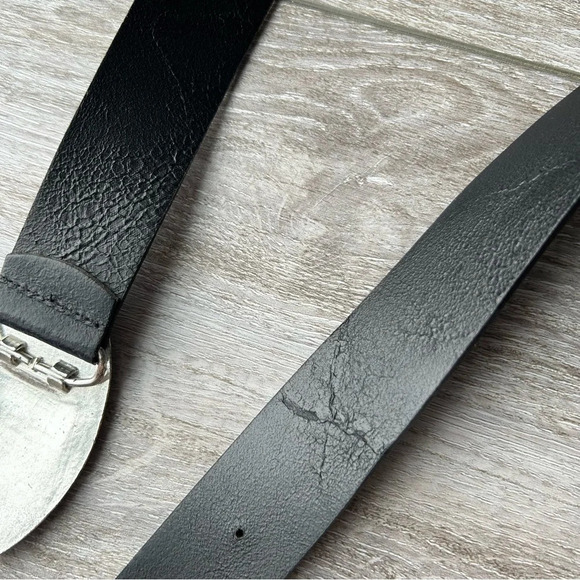 Cleo Black Silver Tone Leather Belt Made in Canada - Picture 16 of 16